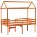 Cama alta con techo madera maciza de pino marrón cera 80x200 cm
