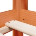 Cama alta con techo madera maciza de pino marrón cera 80x200 cm