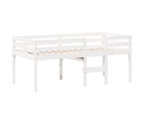 Cama alta con techo madera maciza de pino blanca 90x190 cm