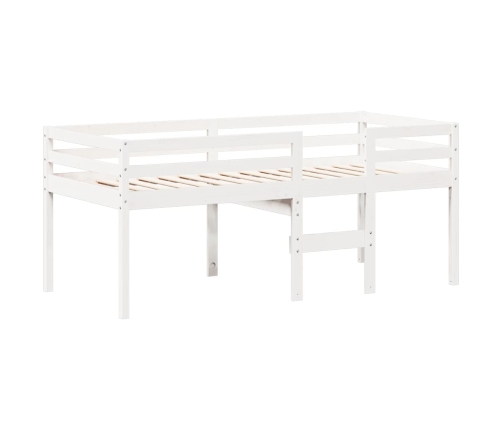 vidaXL Cama alta con techo madera maciza pino blanca 75x190 cm