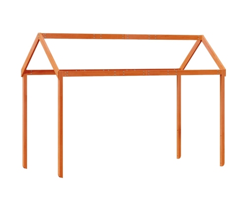 Cama alta con techo madera maciza de pino marrón cera 75x190 cm