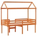 Cama alta con techo madera maciza de pino marrón cera 75x190 cm