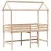 Cama alta con escalera y techo madera maciza de pino 90x190 cm
