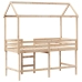 Cama alta con escalera y techo madera maciza de pino 90x190 cm