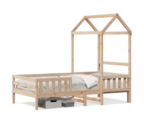 Estructura de cama con techo madera maciza de pino 100x200 cm