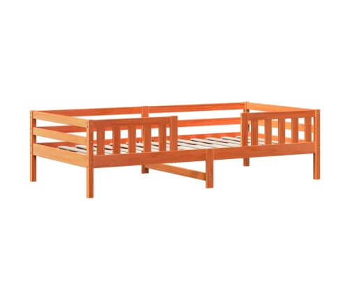 Estructura de cama con techo madera pino marrón cera 100x200 cm