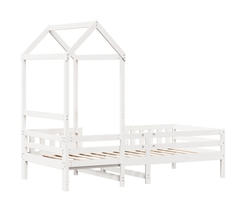 Estructura cama con techo madera maciza pino blanca 90x200 cm