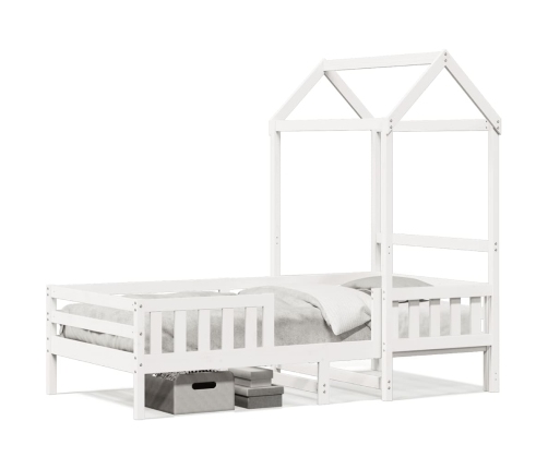 vidaXL Estructura cama con techo madera maciza pino blanca 80x200 cm