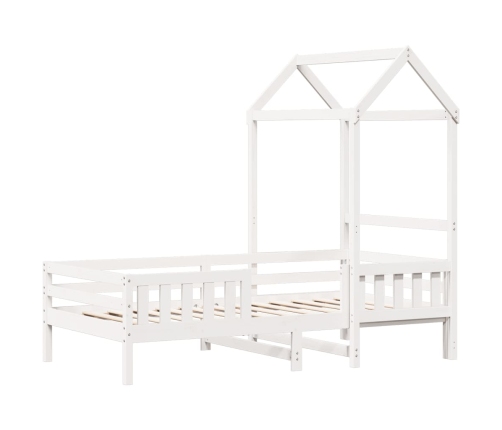 Estructura cama con techo madera maciza pino blanca 90x190 cm