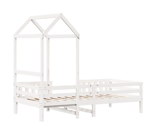 Estructura cama con techo madera maciza pino blanca 90x190 cm