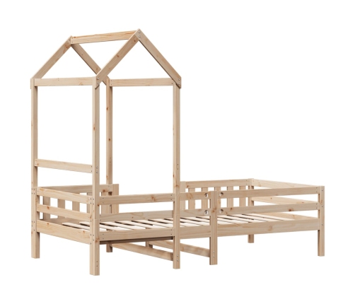 vidaXL Estructura de cama con techo madera maciza de pino 75x190 cm