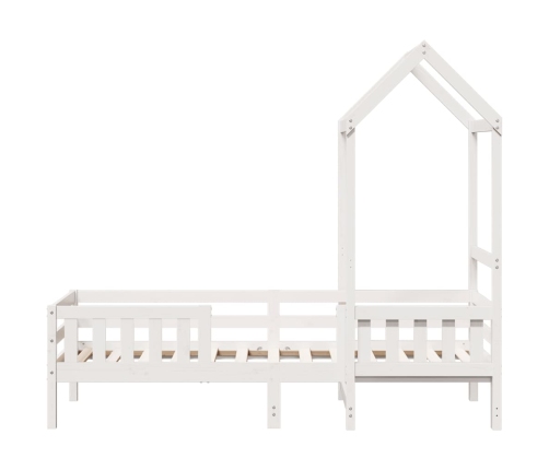 Estructura de cama con techo madera pino blanca 75x190 cm