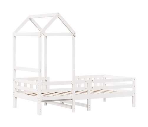 Estructura de cama con techo madera pino blanca 75x190 cm