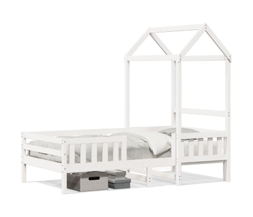 Estructura de cama con techo madera pino blanca 75x190 cm