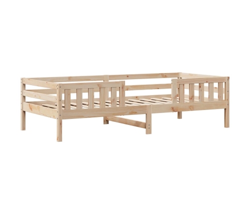 Set de cama y banco con techo madera maciza de pino 90x200 cm