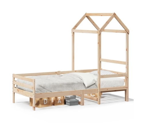 Sofá cama con techo de madera maciza de pino 80x200 cm