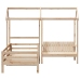 Set de sofá cama con banco y techo madera maciza pino 80x200 cm
