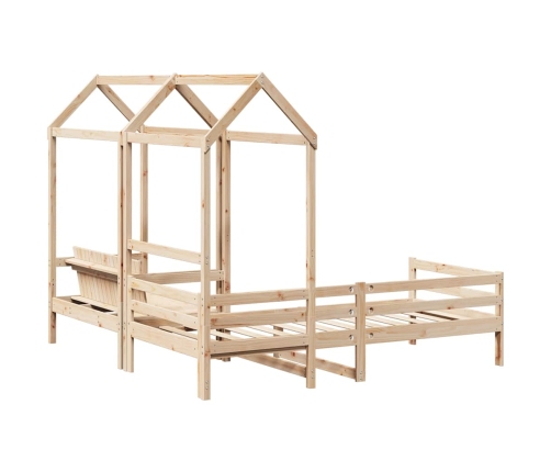 Set de sofá cama con banco y techo madera maciza pino 80x200 cm