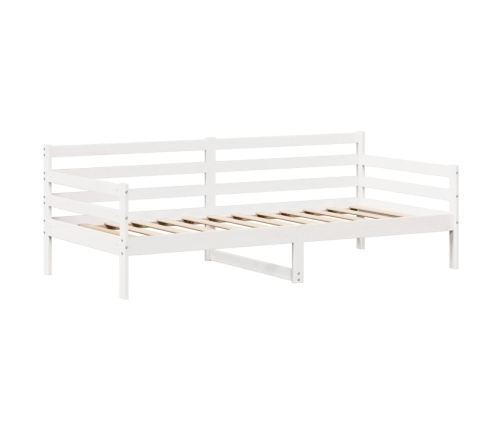 Set de sofá cama y banco con techo madera pino blanco 90x200 cm