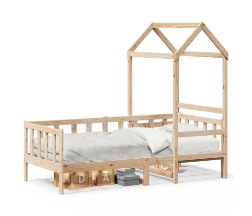 Sofá cama con techo madera maciza de pino 90x190 cm