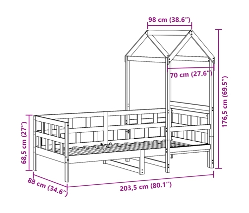 Sofá cama madera maciza de pino blanco 80x200 cm