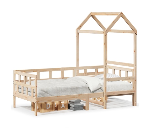 Sofá cama con techo madera maciza de pino 90x190 cm