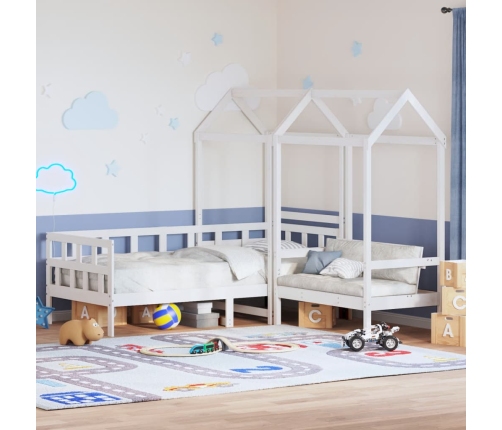 Sofá cama con techo madera maciza de pino blanco 90x200 cm