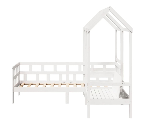 Sofá cama con techo madera maciza de pino blanco 90x200 cm