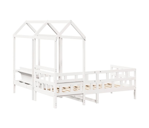 Sofá cama con techo madera maciza de pino blanco 90x200 cm