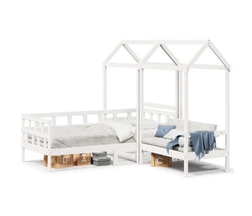 Sofá cama con techo madera maciza de pino blanco 90x200 cm
