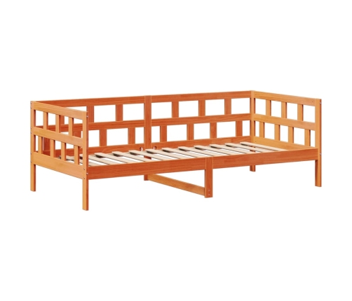 Sofá cama con techo madera maciza pino marrón cera 90x200 cm