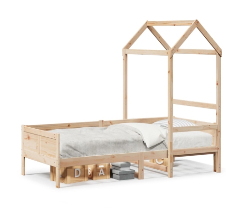 Sofá cama con techo de madera maciza de pino 80x200 cm