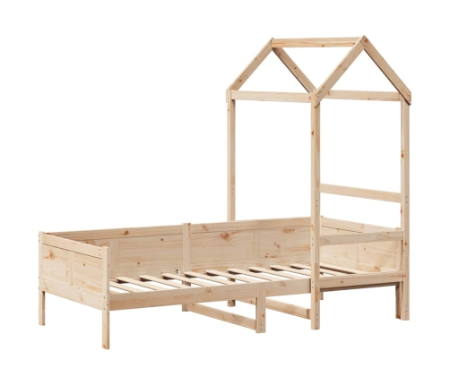 Sofá cama con techo de madera maciza de pino 80x200 cm