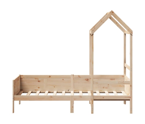 Sofá cama con techo de madera maciza de pino 80x200 cm