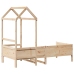 Sofá cama con techo de madera maciza de pino 80x200 cm