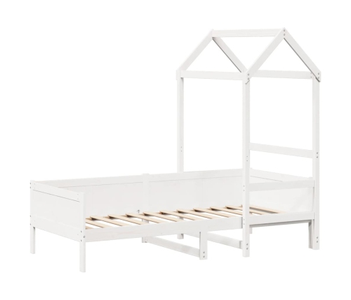 Sofá cama con techo madera maciza de pino blanco 90x190 cm