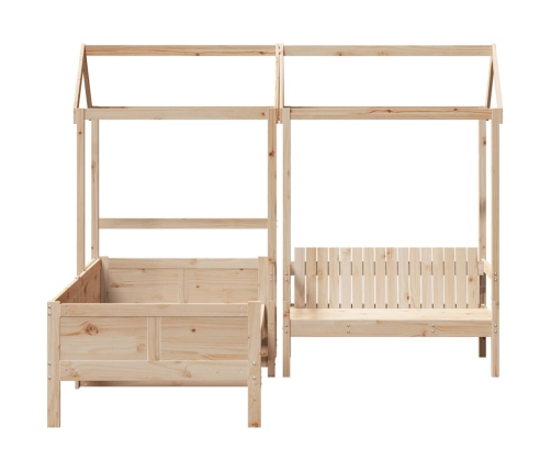 Set de sofá cama con banco y techo madera maciza pino 80x200 cm