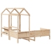 Set de sofá cama con banco y techo madera maciza pino 80x200 cm