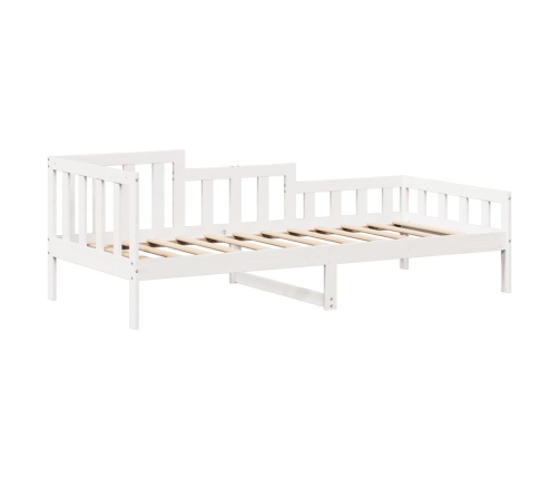 Set de sofá cama y banco con techo madera pino blanco 90x190 cm