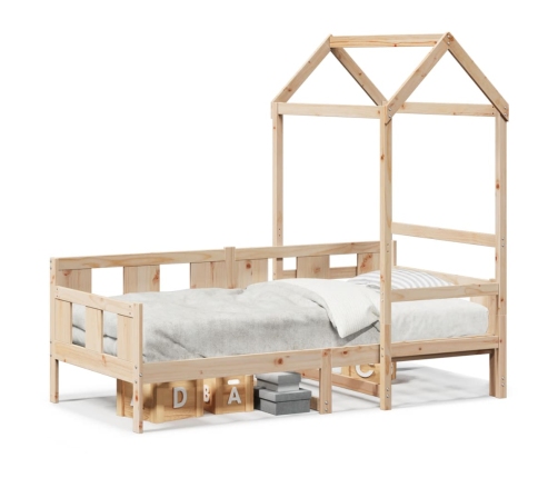 Sofá cama con techo de madera maciza de pino 80x200 cm