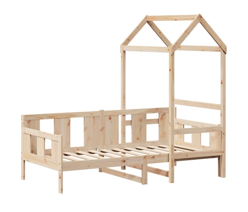 Sofá cama con techo de madera maciza de pino 80x200 cm