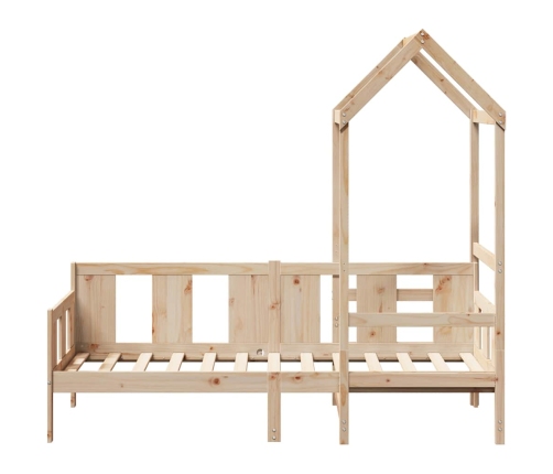 Sofá cama con techo de madera maciza de pino 80x200 cm