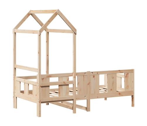Sofá cama con techo de madera maciza de pino 80x200 cm