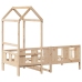 Sofá cama con techo de madera maciza de pino 80x200 cm