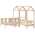 Set de sofá cama con banco y techo madera maciza pino 90x200 cm