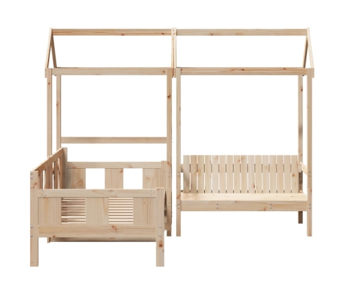 Set de sofá cama con banco y techo madera maciza pino 90x200 cm