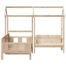 Set de sofá cama y banco con techo madera maciza pino 90x190 cm