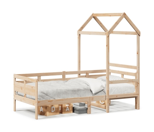 Sofá cama con techo de madera maciza de pino 80x200 cm