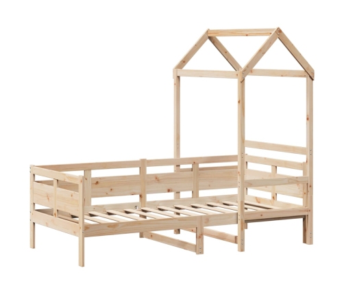 Sofá cama con techo madera maciza de pino 90x190 cm