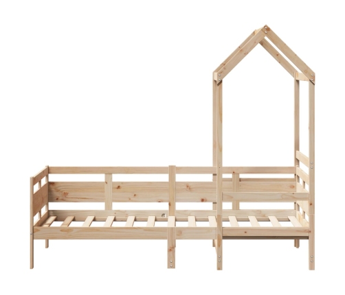 Sofá cama con techo madera maciza de pino 90x190 cm